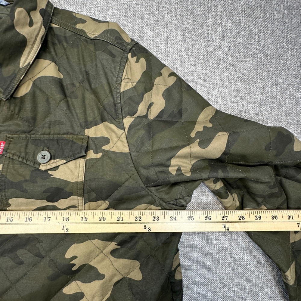 Levi's Cotton Diamond Quilted‎ Shirt Jacket Mens XL Green Camouflage Zip Shacket - Picture 9 of 13